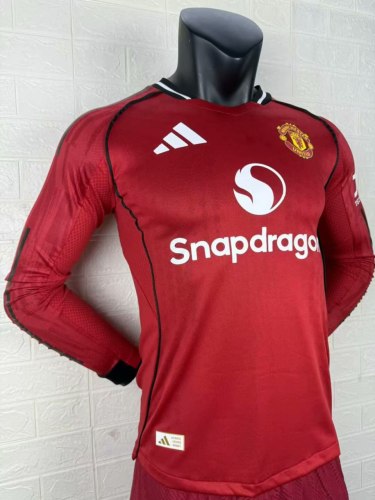 Manchester United Home Long Sleeve Player Jersey 25/26