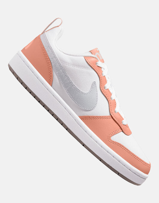 Air Force Low-top Court Borough Children Leather Sneakers Velcro White Coral Pink