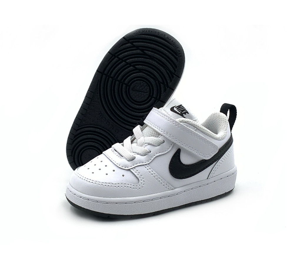 Air Force low-top Court Borough Low Children's Leather Sneakers Velcro White Black