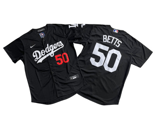 Los Angeles Dodgers Jersey Black red letter Fan Version NO.50 BETTS