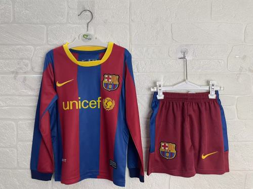 Barcelona Home Retro Long Sleeve Kids Suit 2010/11