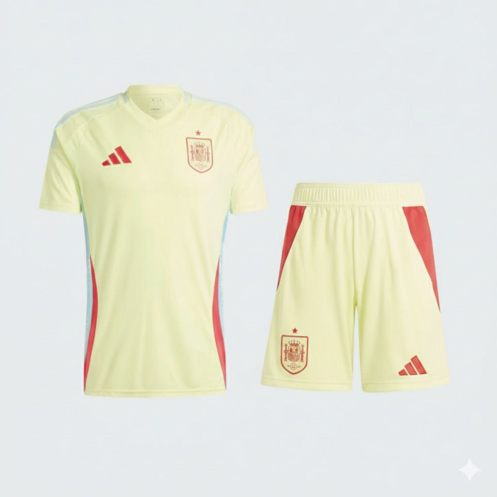 Spain Euro 2024 Short Sleeve Away Adult Suit