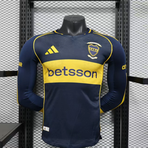 Boca Home Long Sleeve Men Player Jersey 25/26