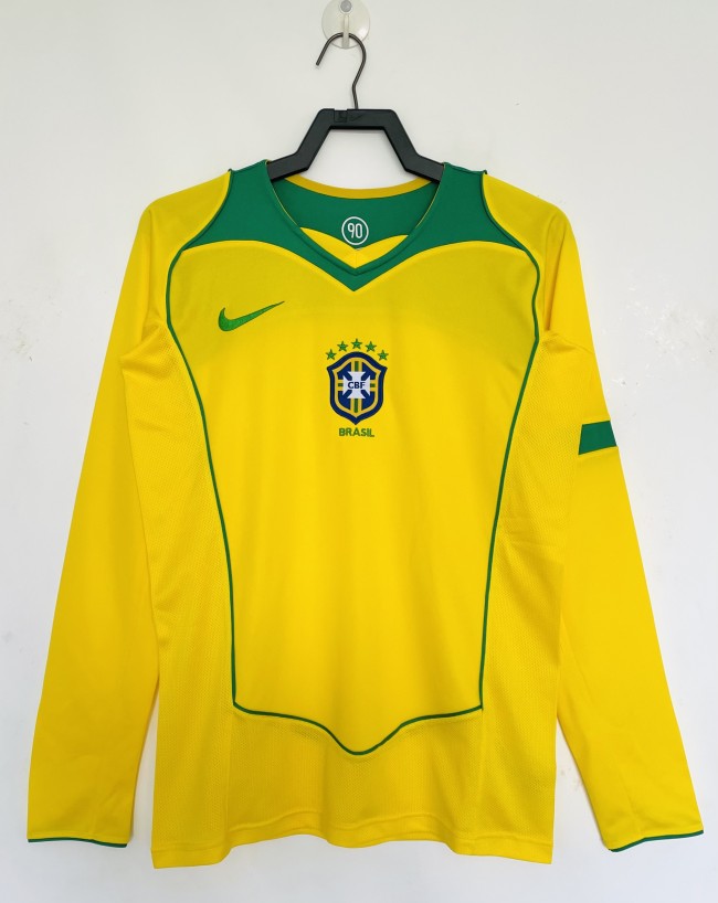Brazil Home Retro Long Sleeve Jersey 2004