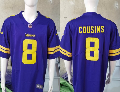 Minnesota Vikings Alternate Jersey Purple yellow letters NO.8 COUSINS