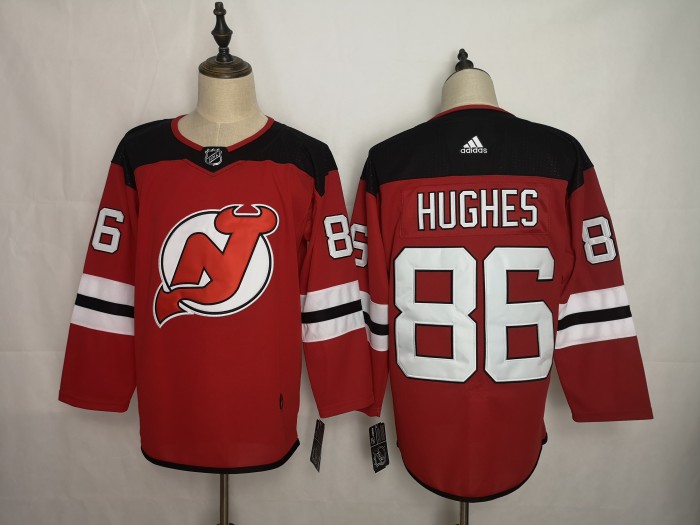 New Jersey Devils Home Player Jersey Red NO.86 HUGHES