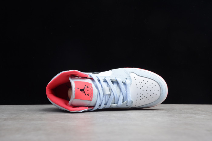 Air Jordan 1 Mid Half Blue Polka Dot Swoosh (GS) 555112-400