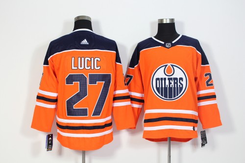 Edmonton Oilers Home Jersey Orange Blue NO.27 LUCIC