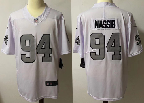 Las Vegas Raiders Jerseys White Gray Lettering NO.94 NASSIB