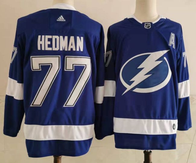 Tampa Bay Lightning Alternate Player Jersey Blue NO.77 HEDMAN