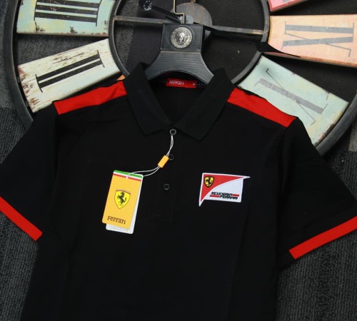 Ferrari Racing Polo Shirt Scuderia Ferrari Logo Black NO Number