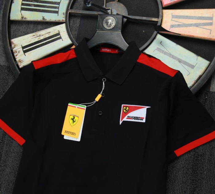 Ferrari Racing Polo Shirt Scuderia Ferrari Logo Black NO Number