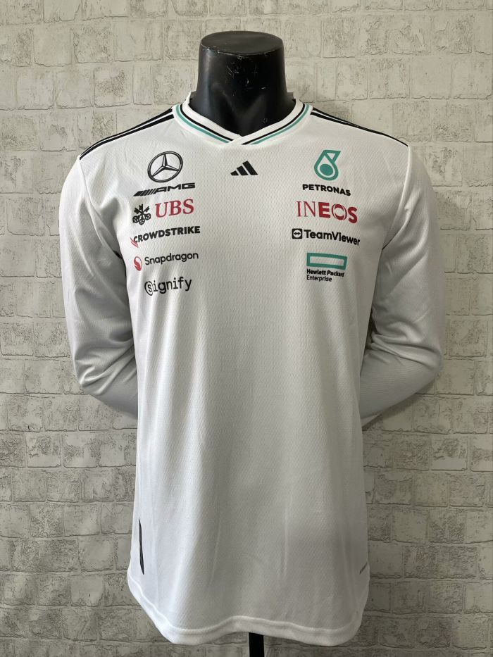2025 Mercedes AMG Petronas Driver Shirt Long Sleeve White NO Number
