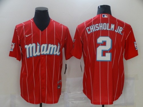 Miami Marlins Jersey Red NO.2 CHISHOLM JR.