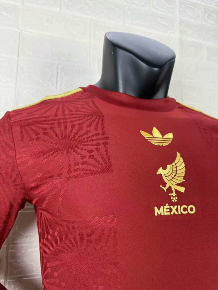 Mexico Gold Man Player Version Long Sleeve Jersey 25/26 Red
