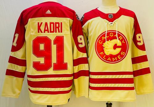 Calgary Flames 2023 NHL Heritage Classic Premier Jersey Off White No.91 KADRI