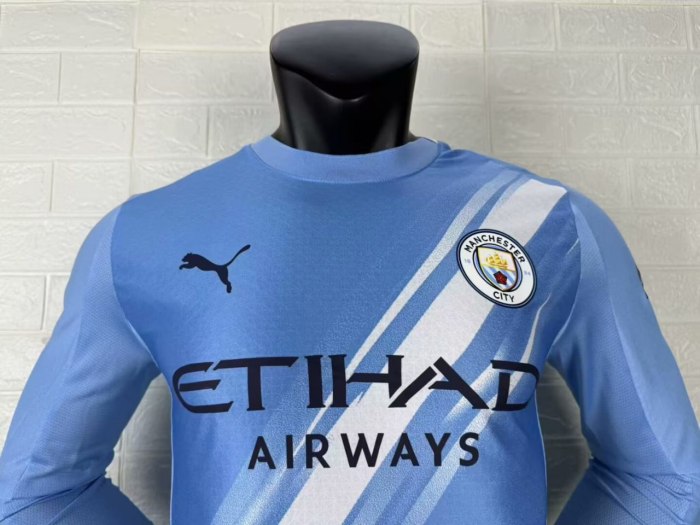 Manchester City Home Player Version Long Sleeve Jersey 25/26