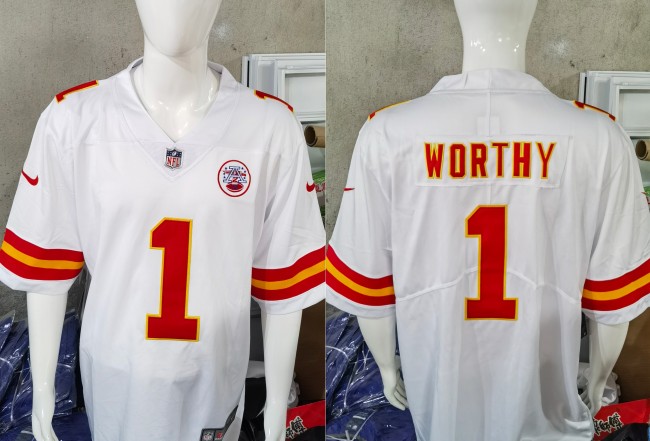 Kansas City Chiefs Jersey White NO.1 WORTHY