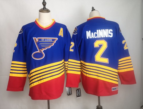 St. Louis Blues 1990's Vintage Away Throwback Jersey Blue NO.2 MACINNIS