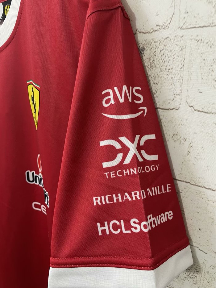 2025 Ferrari Racing T-Shirt Fleet Version Red NO Number