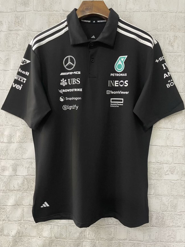 2025 Mercedes AMG Petronas Polo Shirt Black NO Number