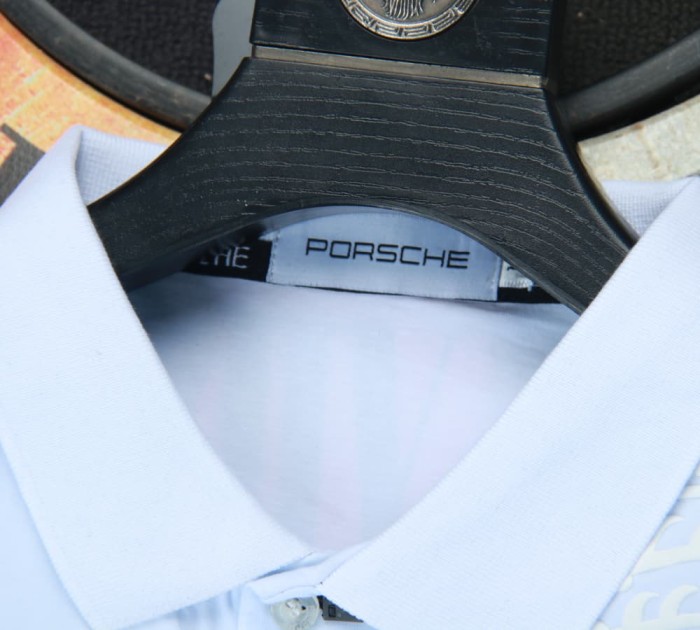 Porsche Crest Polo Shirt White NO Number