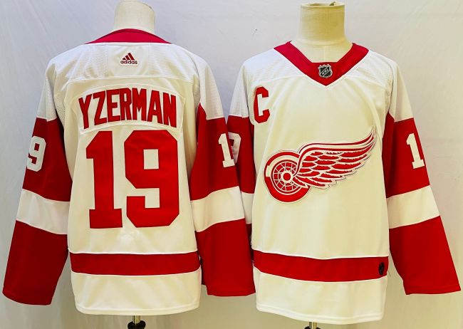 Detroit Red Wings Road Jersey Off White 2024 NO.19 YZERMAN