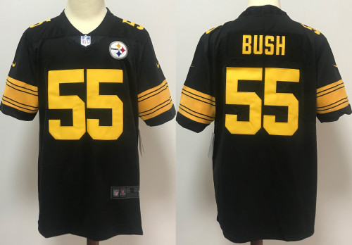 Pittsburgh Steelers Jersey Black and yellow letters NO.55 BUSH