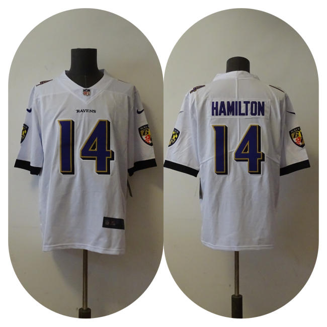 Baltimore Ravens Jersey White NO.14 HAMILTON