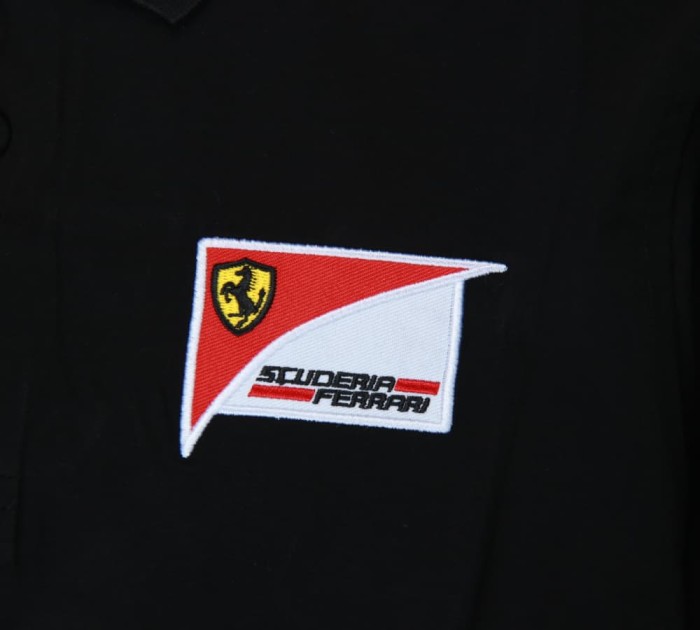 Ferrari Racing Polo Shirt Scuderia Ferrari Logo Black NO Number