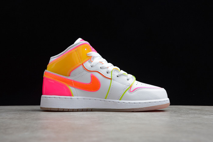 Air Jordan 1 Mid GS Edge Glow White Pink Blast CV4611-100