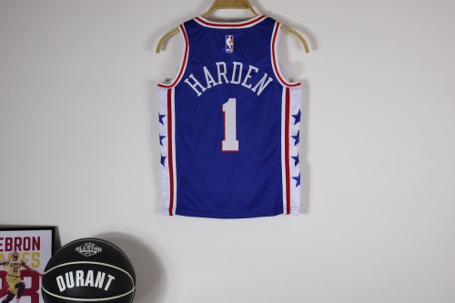 Philadelphia 76ers KIds Jersey Blue Icon Edition 22/23 NO.1 HARDEN