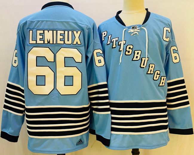 Pittsburgh Penguins Black Stitched Jersey Blue 21/22 NO.66 LEMIEUX