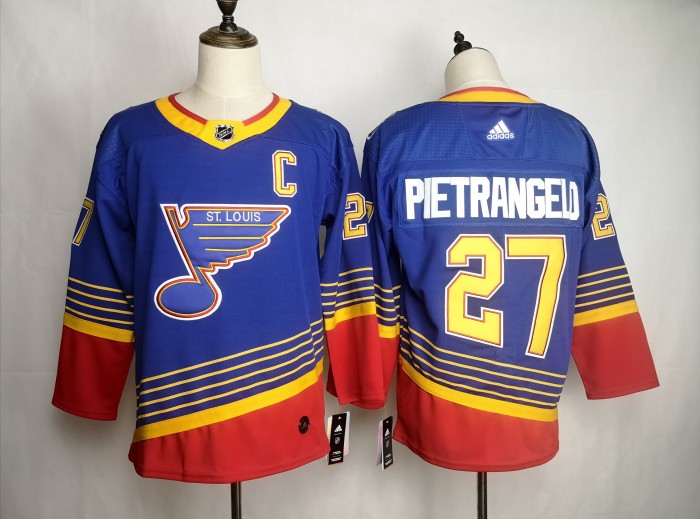 St. Louis Blues 1990's Vintage Away Throwback Jersey Blue NO.27 PIETRANGELO