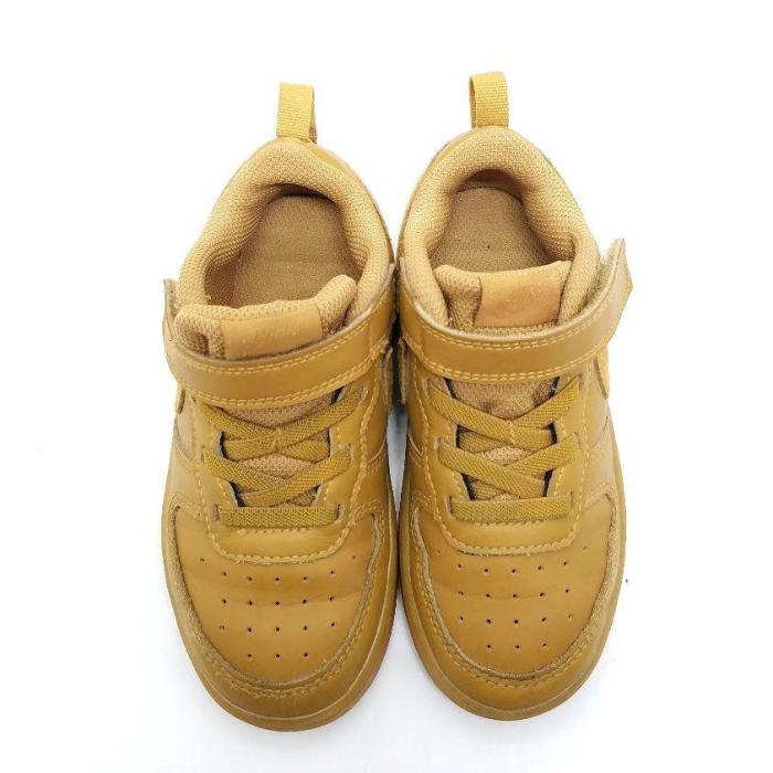 Air Force low-top Court Borough Low Children Leather Sneakers Velcro Wheat