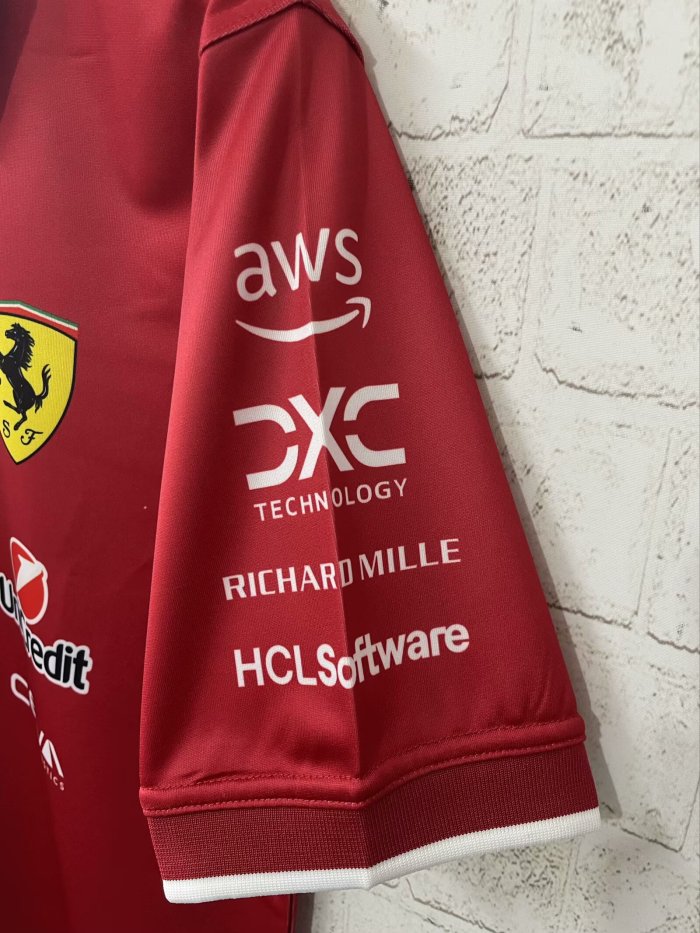 2025 Ferrari Racing Polo Shirt Fleet Version Red NO Number