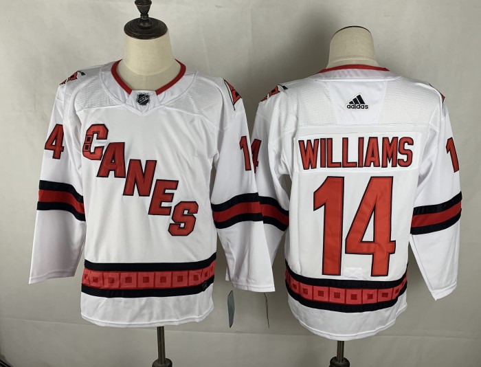 Carolina Hurricanes Away Jersey 2023 Stanley Cup White NO.14 WILLIAMS