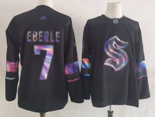 Seattle Kraken Black Iridescent Holographic Collection 2021 Limited Jersey NO.7 EBERLE