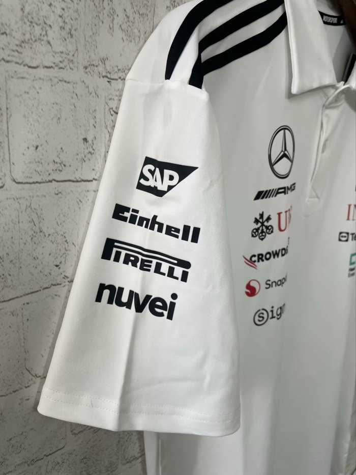 2025 Mercedes AMG Petronas Polo Shirt White NO Number