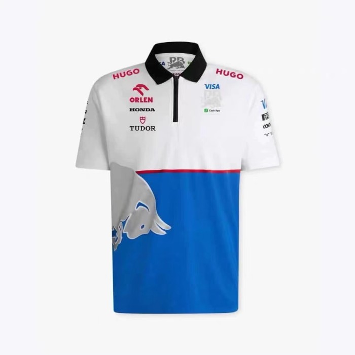 Red Bull Racing Quarter-Zip Polo Shirt Blue NO Number