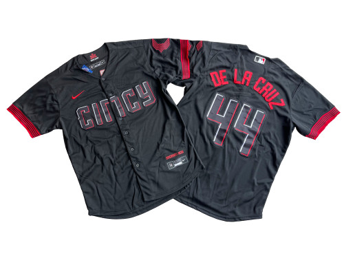 Cincinnati Reds Jersey Black City Version NO.44 DE LA CRUZ
