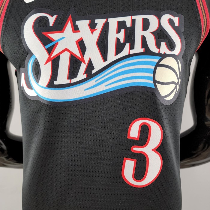 Allen Iverson Philadelphia 76ers Swingman Big Meteor Black Retro Jersey