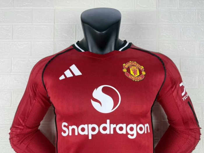 Manchester United Home Long Sleeve Player Jersey 25/26