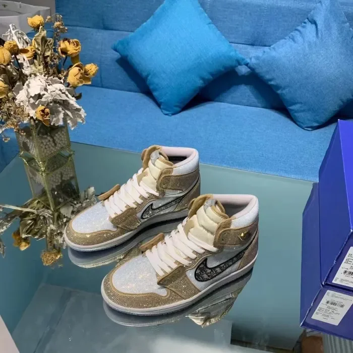 Air Jordan 1 Diamond DIY Gold White