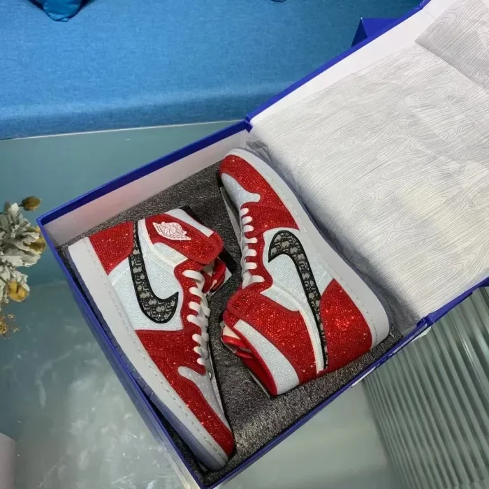 Air Jordan 1 Diamond DIY Red White