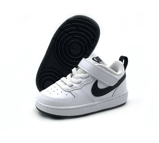 Air Force low-top Court Borough Low Children's Leather Sneakers Velcro White Black
