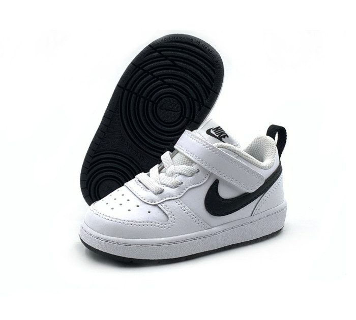 Air Force low-top Court Borough Low Children's Leather Sneakers Velcro White Black