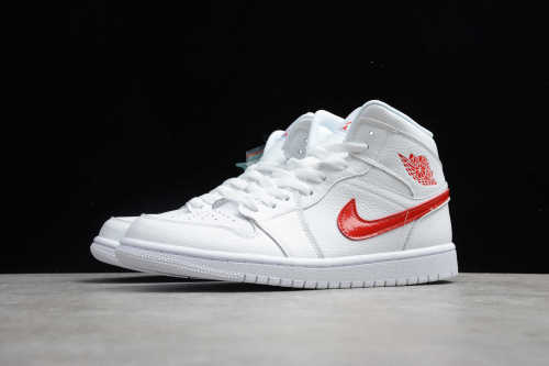 Air Jordan Wmns Air Jordan 1 Mid 'White University Red' BQ6472-106