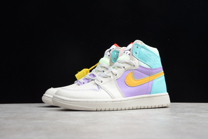 Air Jordan 1 GS white purple green orange 556298 007