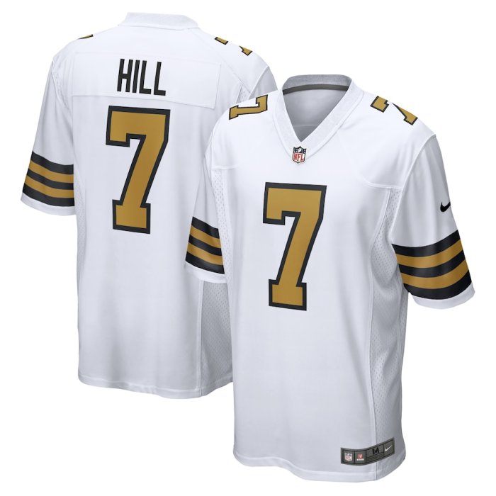 New Orleans Saints Jersey white gold lettering NO.7 HILL